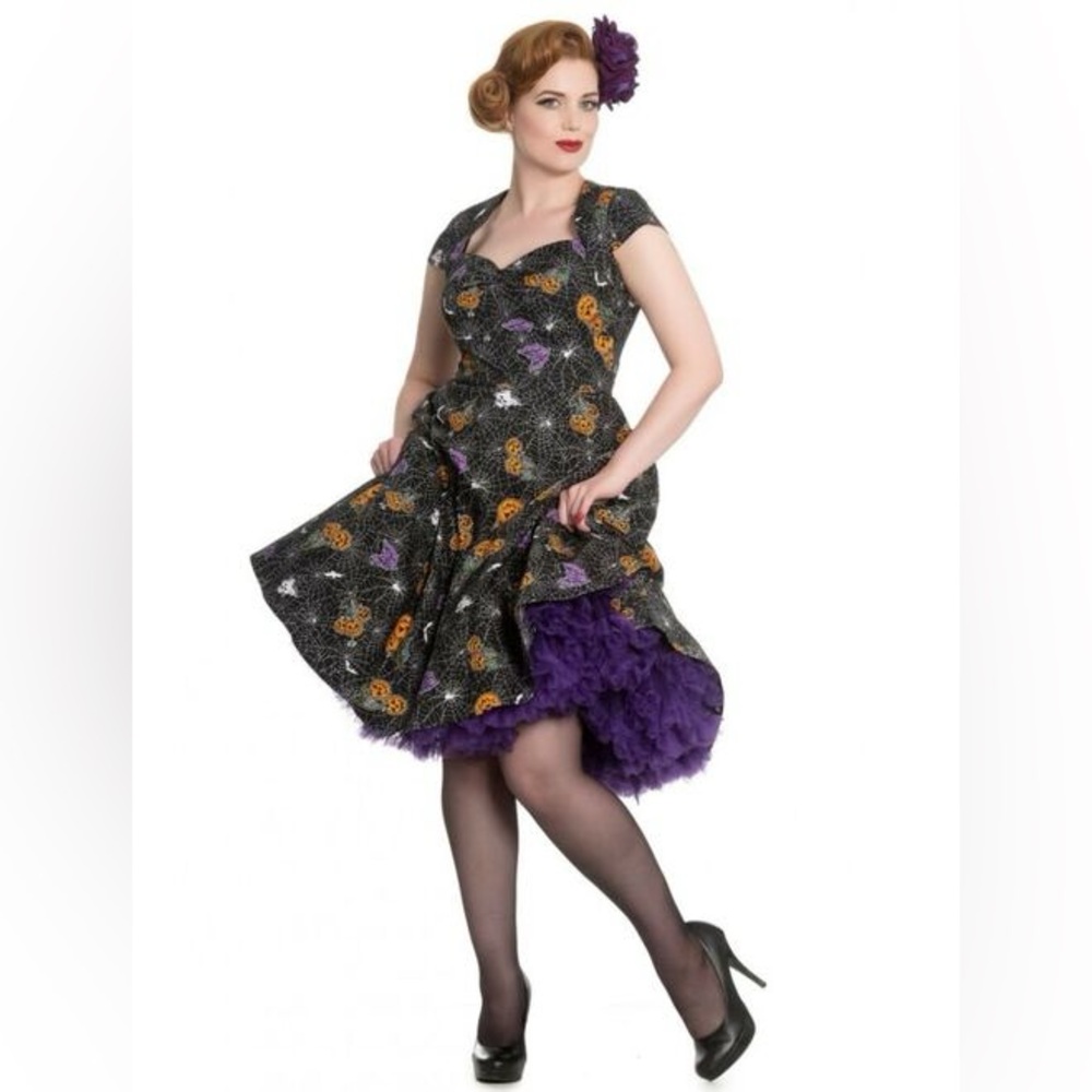 Halloween Print Pinup Dress Hell Bunny Goth Punk rockabilly fit and flare